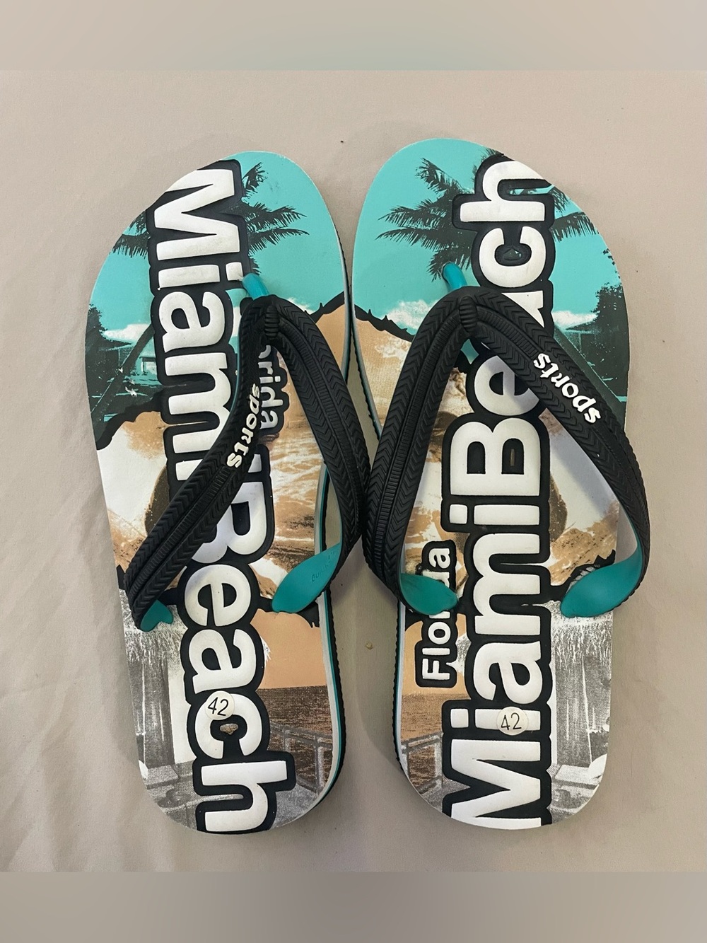 Miami Beach Kids' Flip Flops - Teal & Black